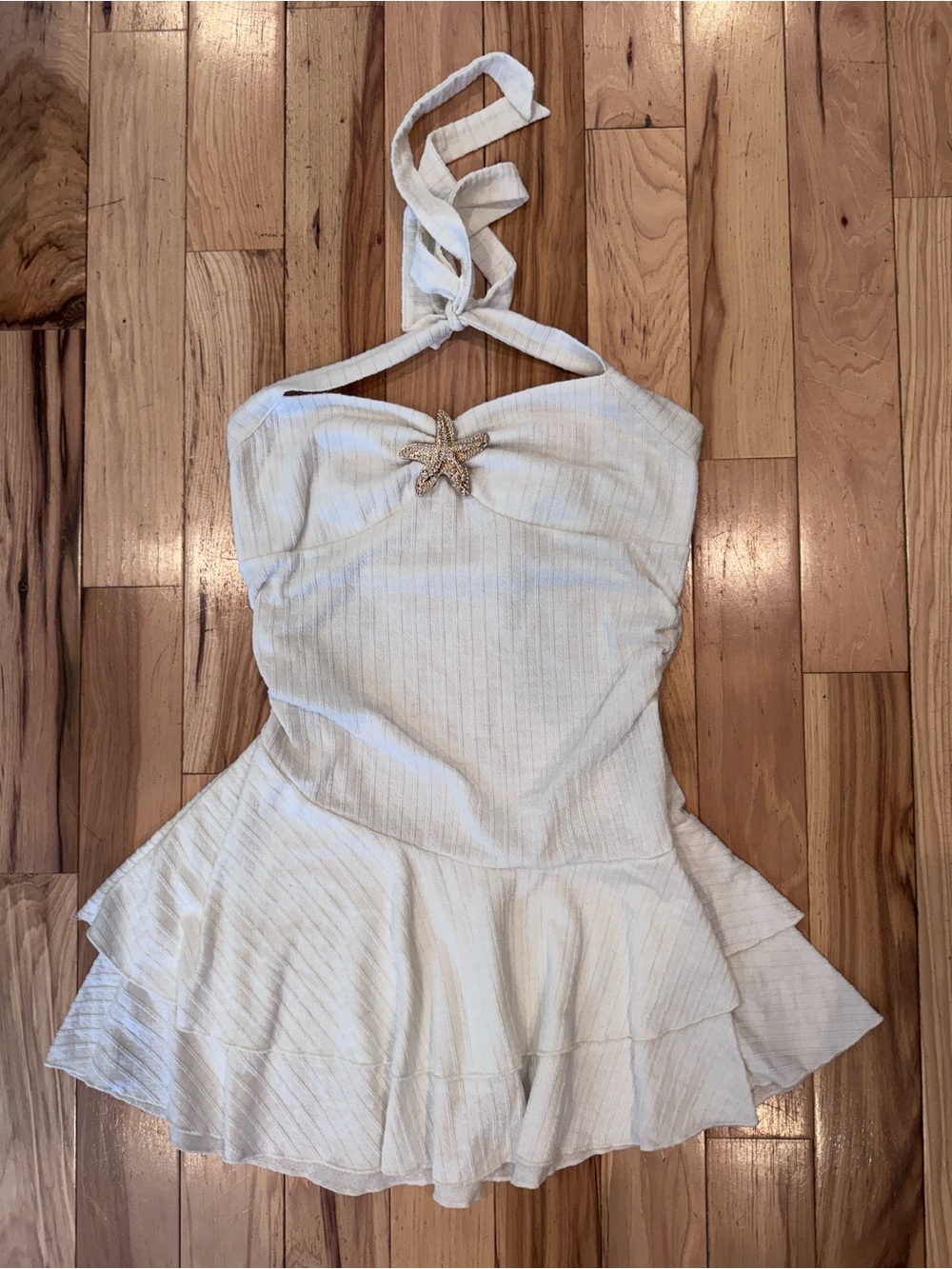 SHEIN Mini Halter Dress in White - Size Medium